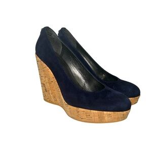 Navy Blue Wedge Heels Stuart Weitzman